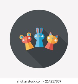 hand puppet flat icon with long shadow,eps10