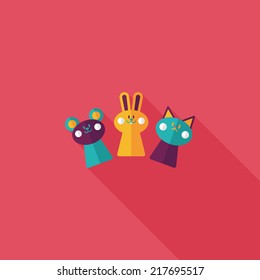hand puppet flat icon with long shadow,eps10