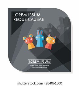 hand puppet flat icon with long shadow,eps10