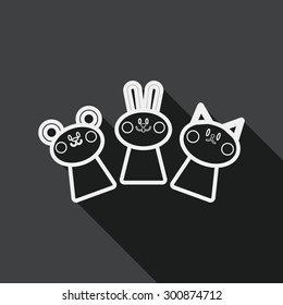 hand puppet flat icon with long shadow, line icon