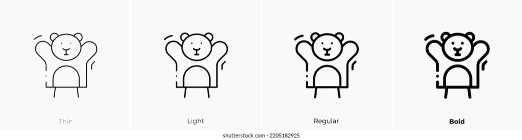 Hand Puppet Icon. Thin, Light Regular And Bold Style Design Isolated On White Background