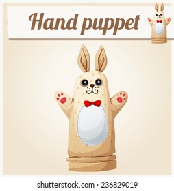 Hand Puppet Rabbit. Cartoon vector illustration. Series of children's toys