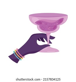 hand with purple cocktail icon