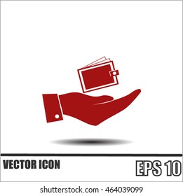 Hand with purse icon