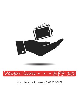 Hand with purse icon