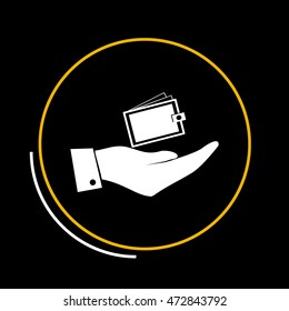 Hand with purse icon