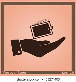 Hand with purse icon