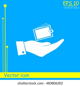 Hand with purse icon