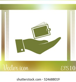 Hand with purse icon