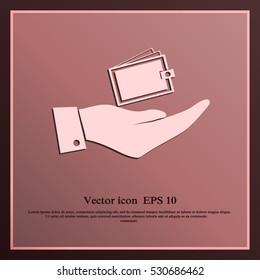 Hand with purse icon