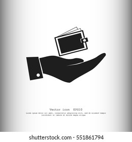 Hand with purse icon