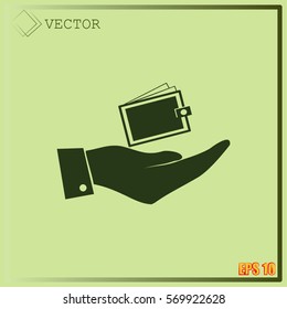 Hand with purse icon