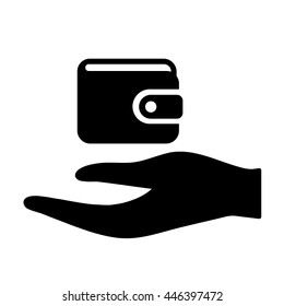 hand with purse payment  icon simple black on white background
