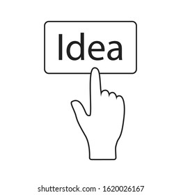 Hand push button Idea on white background. Vector illustration
