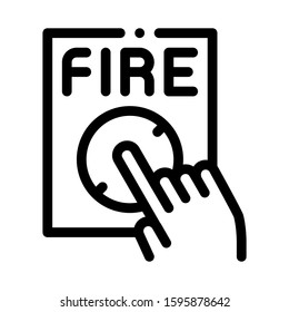 Hand Push Fire Button Icon Vector. Outline Hand Push Fire Button Sign. Isolated Contour Symbol Illustration
