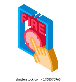Hand Push Fire Button Icon Vector. Isometric Hand Push Fire Button sign. color isolated symbol illustration