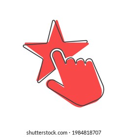 Empuje mano a estrella. Icono de vector favorito sobre fondo aislado blanco. 