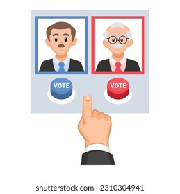 Hand Push Vote Election Button Symbol Cartoon illustration Vector