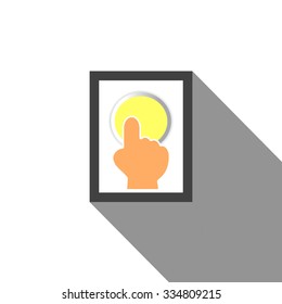 hand push the yellow button,vector illustration