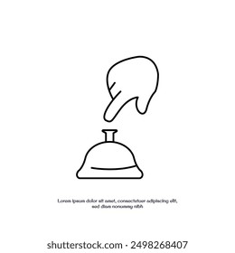 Mano que empuja el diseño delgado del Vector del icono del contorno de la campana Bueno para el Web o el App móvil
