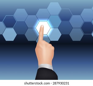 Hand pushing the button