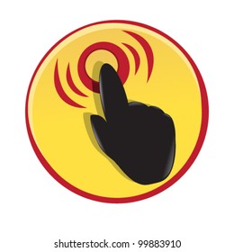 hand pushing a button