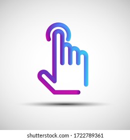 Hand pushing button blended line icon. Vector illustration of liquid 3d hand with button icon, logo, sign or emblem over white background