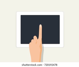 hand pushing button on digital tablet