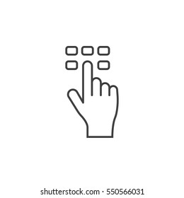 Hand Pushing Button On Keypad Icon On The White Background