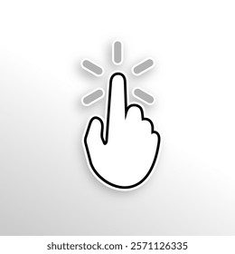 hand pushing button on white background