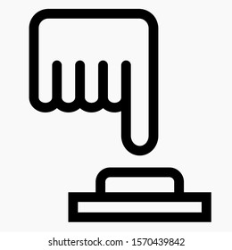Hand pushing a button. Pressing button. Commercial line vector icon for websites and mobile minimalistic flat design.