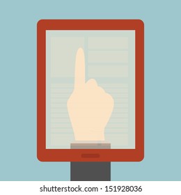 Hand pushing button of tablet