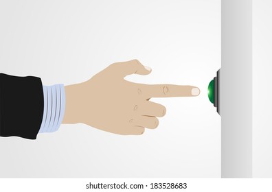Hand pushing button  touch Vector. 