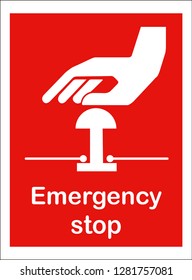 The hand  is pushing emergency stop sign  on red isolate background