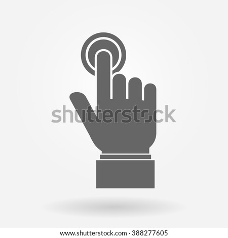 Hand pushing or pressing the button hand sign icon