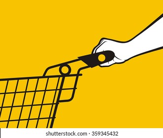 Hand pushing shopping cart