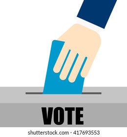 A hand put paper in ballot box - flat style illustration