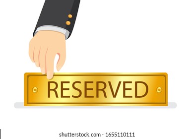 hand put reserved sign, reservation in hotel symbol illustration vector isolated in white background