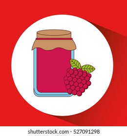 hand puts jar jam vector illustration eps 10