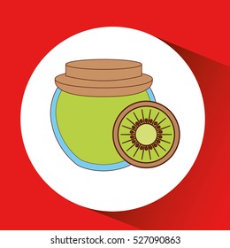 hand puts kiwi jar jam vector illustration eps 10