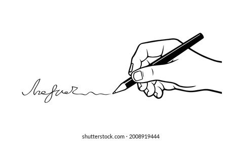 Hand Puts Signature Vector Icon Stock Vector (Royalty Free) 2008919444