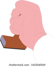 Hand puts a stamp. Vector illustration