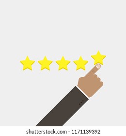 Hand puts star rating .mark with star.vector illustration