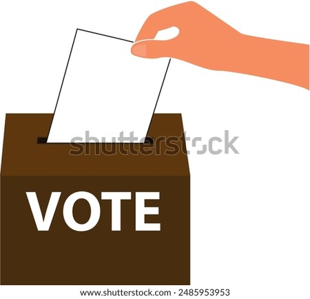 Hand puts voting ballot in ballot box. Election concept.