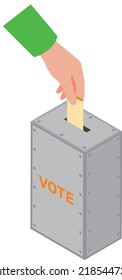 Hand putting ballot paper and ballot box