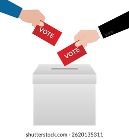 Hand Putting Ballot Paper or Voting Paper into ฺBallot Box. Election Concept. Vector Illustration.