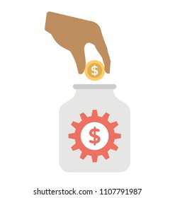 
A hand putting coin in a digital coin counter symbolising investment 
