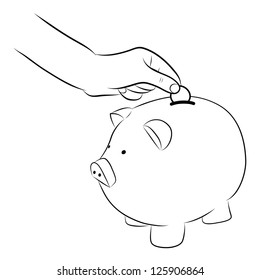 Line Drawing Piggy Bank Images Stock Photos Vectors - 