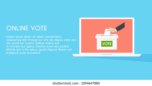 Hand putting paper in the ballot box. Voting concept.