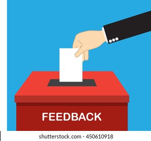 Hand putting paper in the feedback box